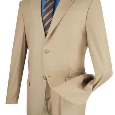 Purchase Men's Light Beige Color Business Suit Flat Front Pants Profile Picture