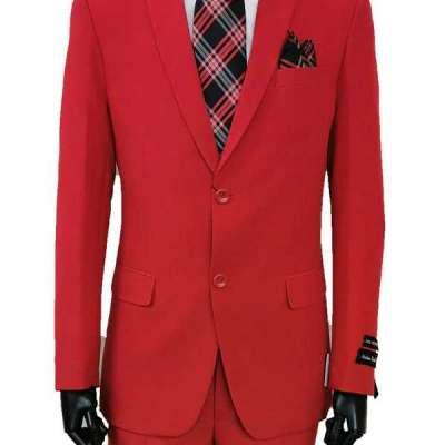 Shop Basic Red Color Suit for Men with Flat Front Pants 2PP Profile Picture