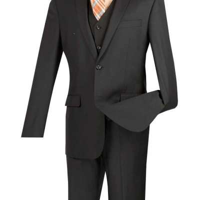 Buy Slim Fit Suit with Vest Men's Black Profile Picture