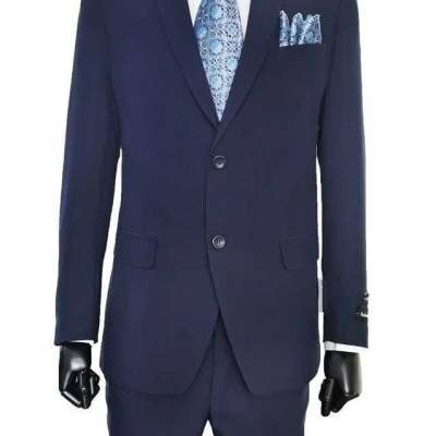 Order Basic Navy Blue Suit for Men with Flat Front Pants 2PP Profile Picture