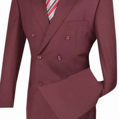 Shop Men's Burgundy Double Breasted Suit Vinci Profile Picture