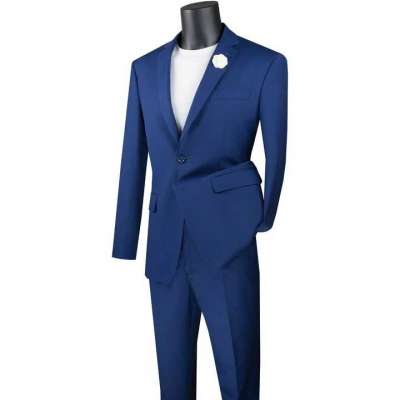 Buy Slim Fit Suit Men's Indigo Blue Solid Color SC900-12 Profile Picture