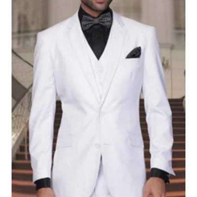 Order Men's All White Wedding Suit with Vest Flat Front Pants Profile Picture