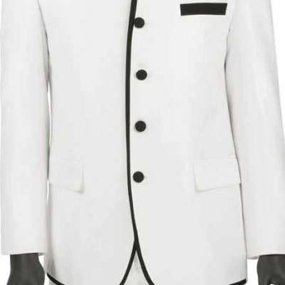 Shop Slim Fit Suit White Chinese Mandarin Collar S4HT-1 Profile Picture