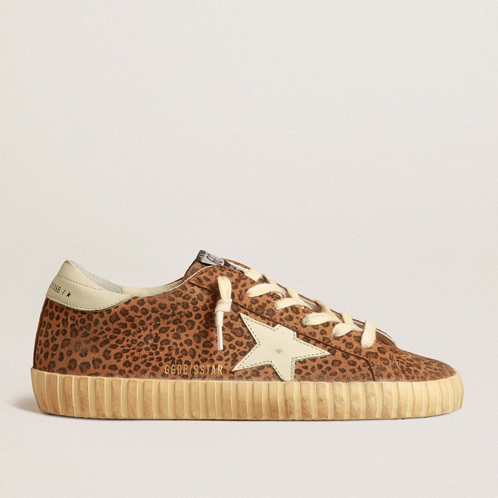 Golden Goose Super-Star In Suede With Leopard Print And Cream Leather Star GWF00101.F004087.82149